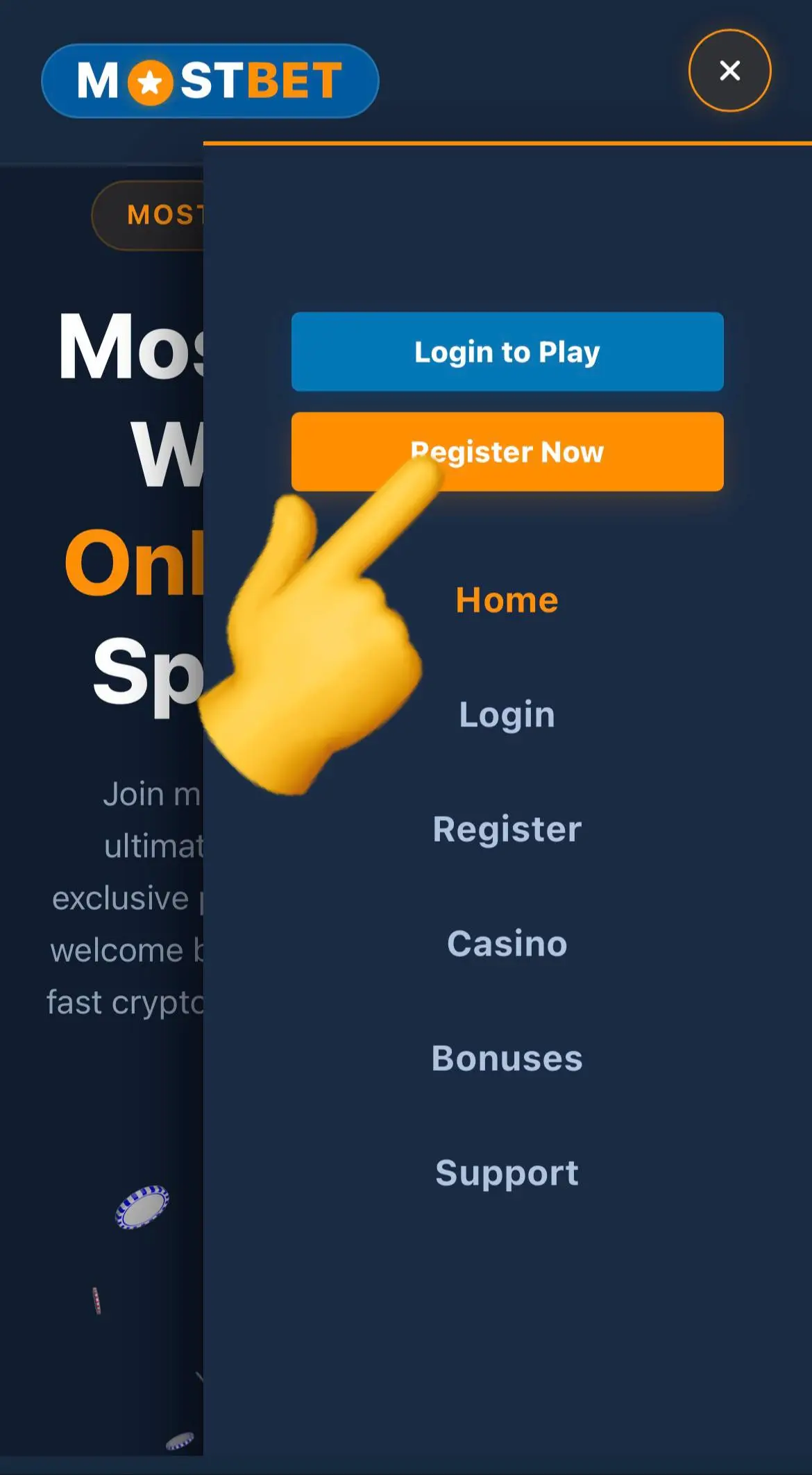 Step 2: Click on the mobile registration switch